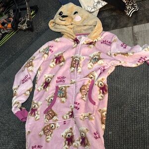 Holiday Time Pink and Tan Hooded Onesie